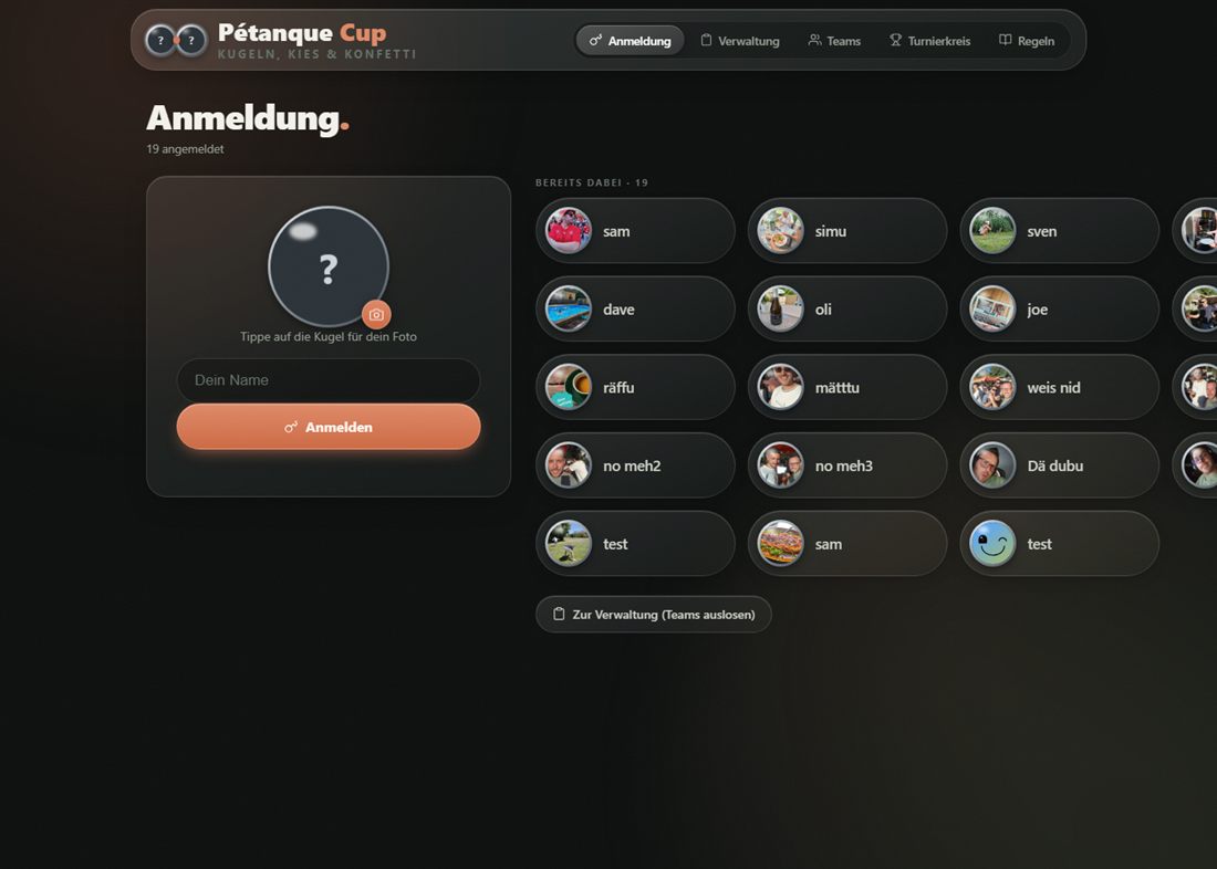 Pétanque Cup — Turnier-Web-App