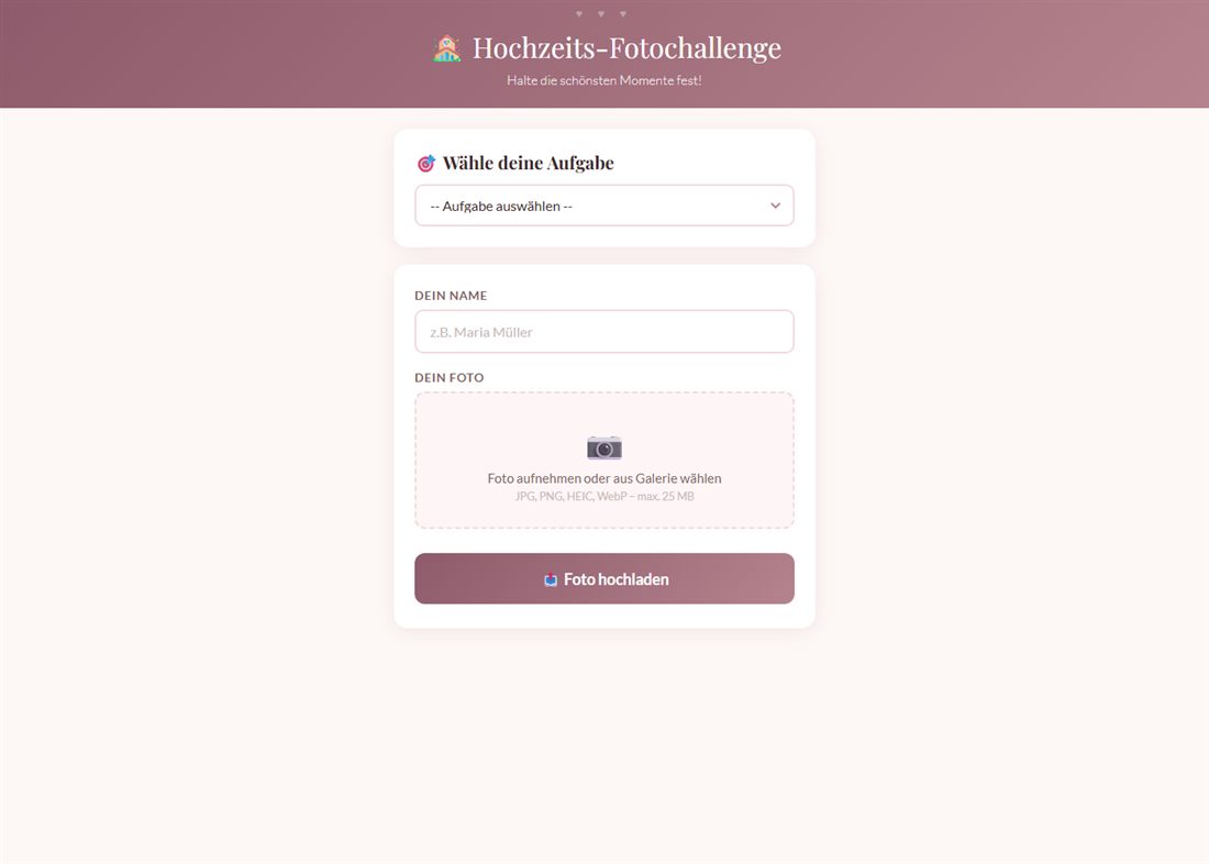 Hochzeits-Fotochallenge — Web-App